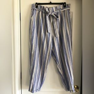 Forever 21 Blue Striped Linen Pants Size 2X